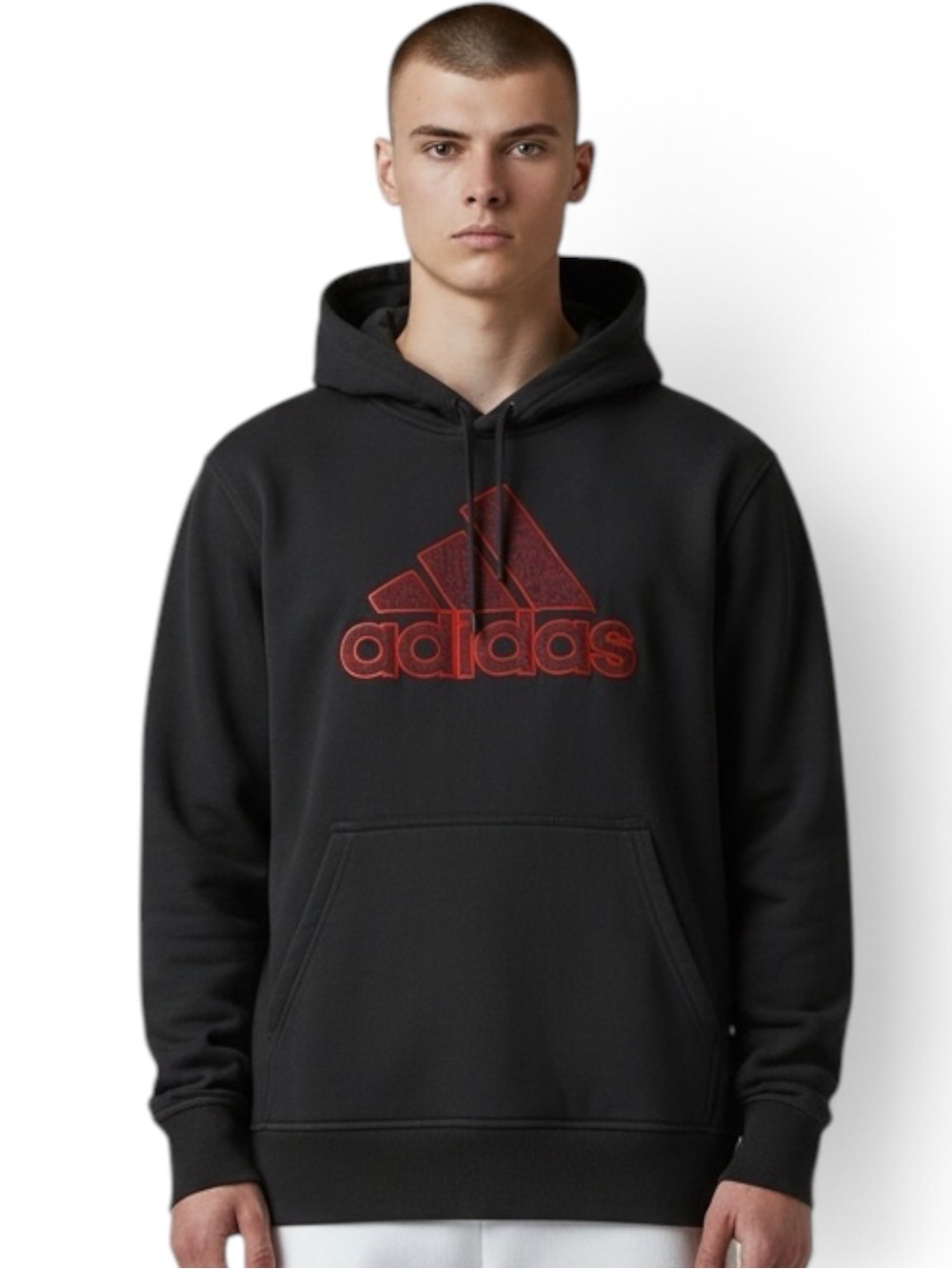 Adidas Performance Black Hoodie Vintage LG Athleisure Activewear Orange Logo EUC